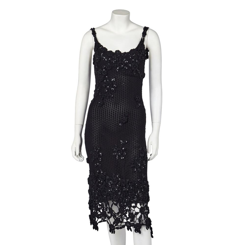 Moschino embellished black knitted midi dress